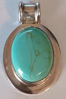 24x44"mm Mexico SS Oval Turquoise Pendant