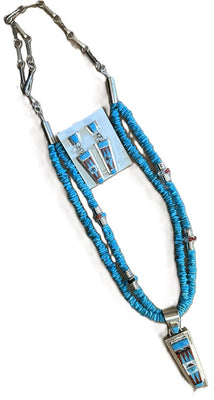 24in Turq Inlay pendant w/Necklace-Earring Set