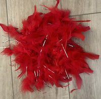 8" Silver Tinsel Feather Red