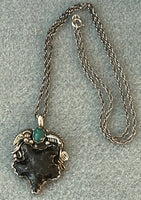 Obsidian Pendant with Sterling Necklace 18"