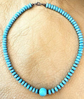 Turquoise 5x8 Roundell Necklace 18"