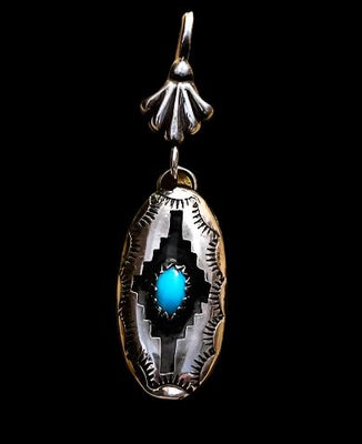 Oval Turquoise Pendant 1"L x 0.5"W 