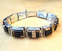 Inlay Assorted Gemstones, 10 Link Bracelet