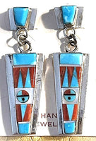 24in Turq Inlay pendant w/Necklace-Earring Set