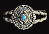 Oval Concho Turquoise Twist Cuff