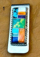 Vintage Multi-Stone Inlay Money Clip