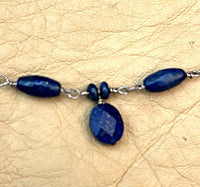 Lapis 4 Oval Necklace with Silver Chain 18"