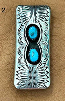 Double Turquoise Stamped Money Clip