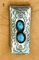 Double Turquoise Stamped Money Clip