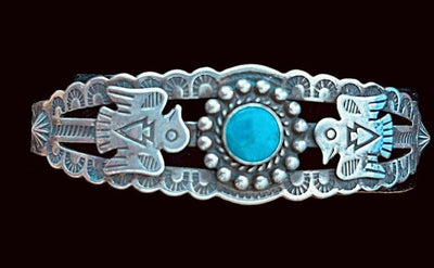 Flower Turquoise Thunderbird Cuff