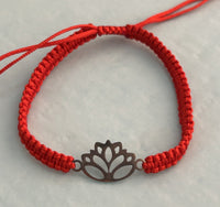 Lotus Flower Adjustable Rope Bracelet Assorted Colors