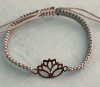 Lotus Flower Adjustable Rope Bracelet Assorted Colors