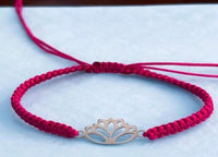 Lotus Flower Adjustable Rope Bracelet Assorted Colors