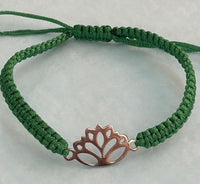 Lotus Flower Adjustable Rope Bracelet Assorted Colors