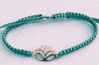 Lotus Flower Adjustable Rope Bracelet Assorted Colors