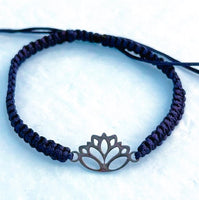 Lotus Flower Adjustable Rope Bracelet Assorted Colors