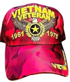 Vietnam Veteran Eagle Burgundy Camo Hat