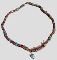 Turquoise, Coral Stone Necklace 16"