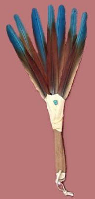 McCaw 7-Feather Turquoise stone Fan