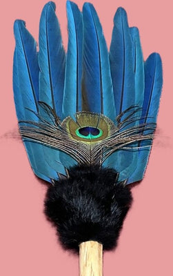 8 MaCaw Feather/Peacock Smudge Fan