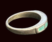 Inlay Turquoise Ring Band Sz7.25