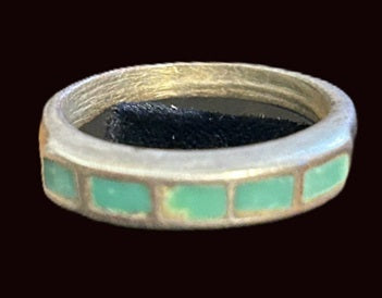 Inlay Turquoise Ring Band Sz7.25