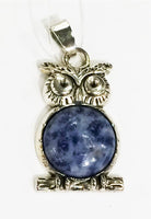 Owl Gemstone Pendant, 1.25"