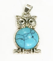 Owl Gemstone Pendant, 1.25"