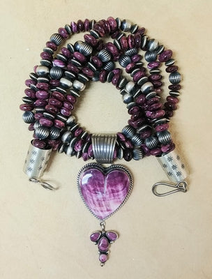 Purple Spiny Oyster Heart Necklace