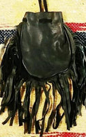 Medicine Bag - Black  w/fringe, 4x5"