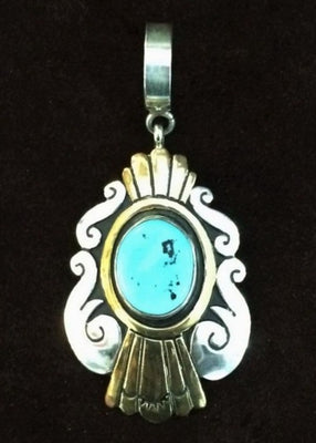 Silver & Gold Turquoise Pendant
