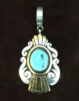 Tommy Singer SS & Gold Turquoise Pendant