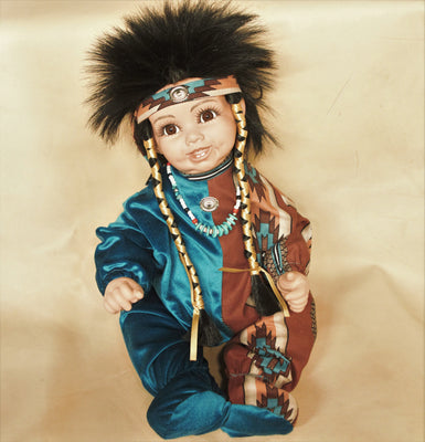 Navajo Boy Doll 20" - Blue/Brown Pattern