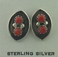 Red Coral Dot Earrings, 11mm