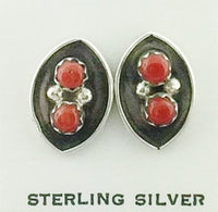 Red Coral Dot Earrings, 11mm