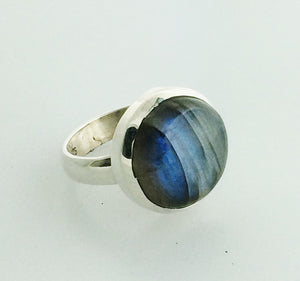SS Labradorite Round Gemstone Ring