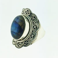 SS Labradorite Flower Ring