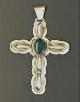 SS Turquoise Cross Pendant 3.25" x 2.5"