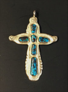 SS Turquoise Cross 3" x 2 1/8"