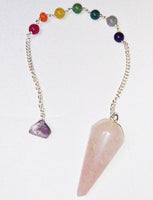 Rose Quartz Pendulum w/Chakra 9"