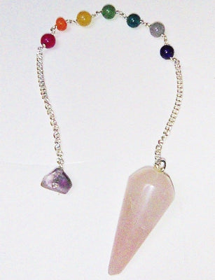 Rose Quartz Pendulum w/Chakra 9"