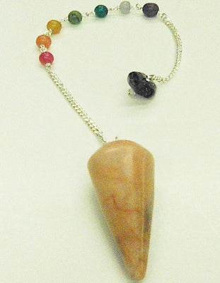 Peach Moonstone Pendulum w/Chakra 9"