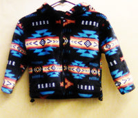 Hooded Fleece Sherpa Jacket - Black/Turquoise