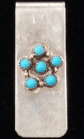 5 Turquoise Flower Cabs Money Clip