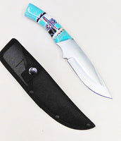 10" Inlay Gemstone Belt Knife, w/Sheath